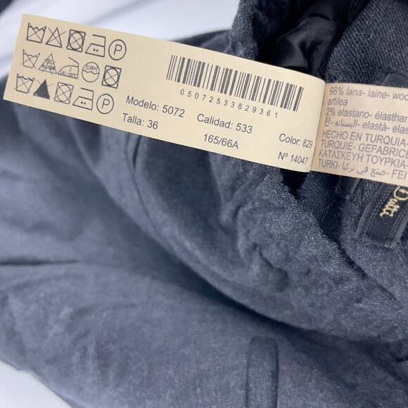 MASSIMO DUTTI 98% Wool Pocket Office Elastic High Waist Grey Trousers 36‎ - Picture 3 of 7